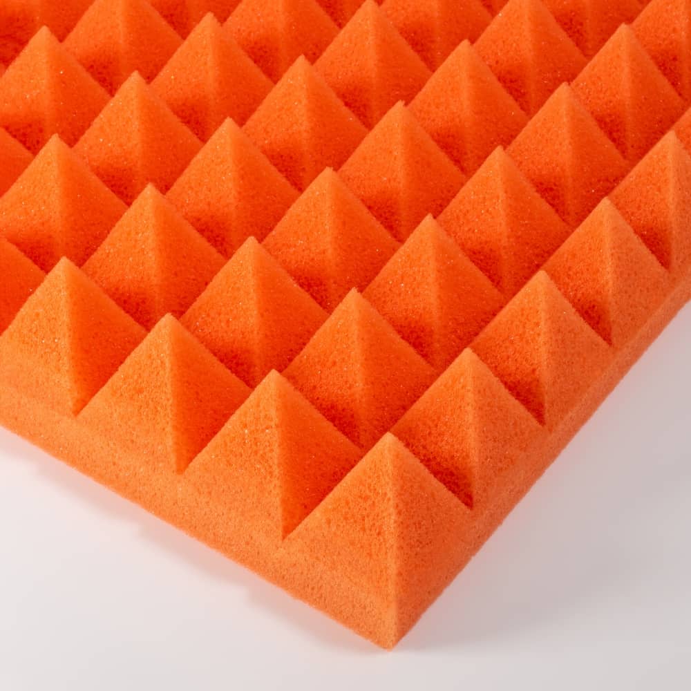 Поролон "Пирамида", основание 15 мм, пирамиды 30 мм, оранжевый