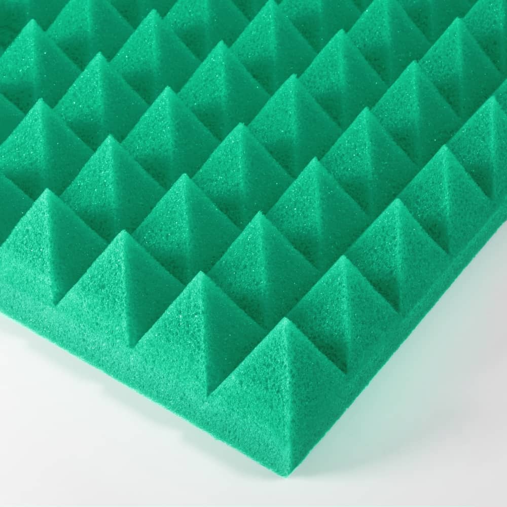 Поролон "Пирамида", основание 15 мм, пирамиды 30 мм, зелёный