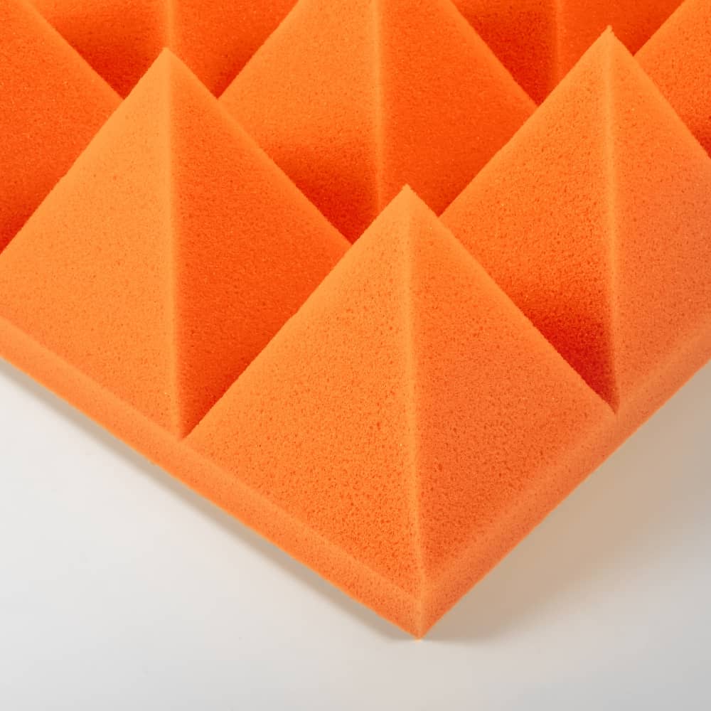 Поролон "Пирамида", основание 20 мм, пирамиды 100 мм, оранжевый, 2 штуки